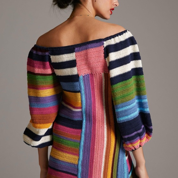 Farm Rio Mini Dress Knit Multicolored Festival Beach US S Small - Picture 3 of 13